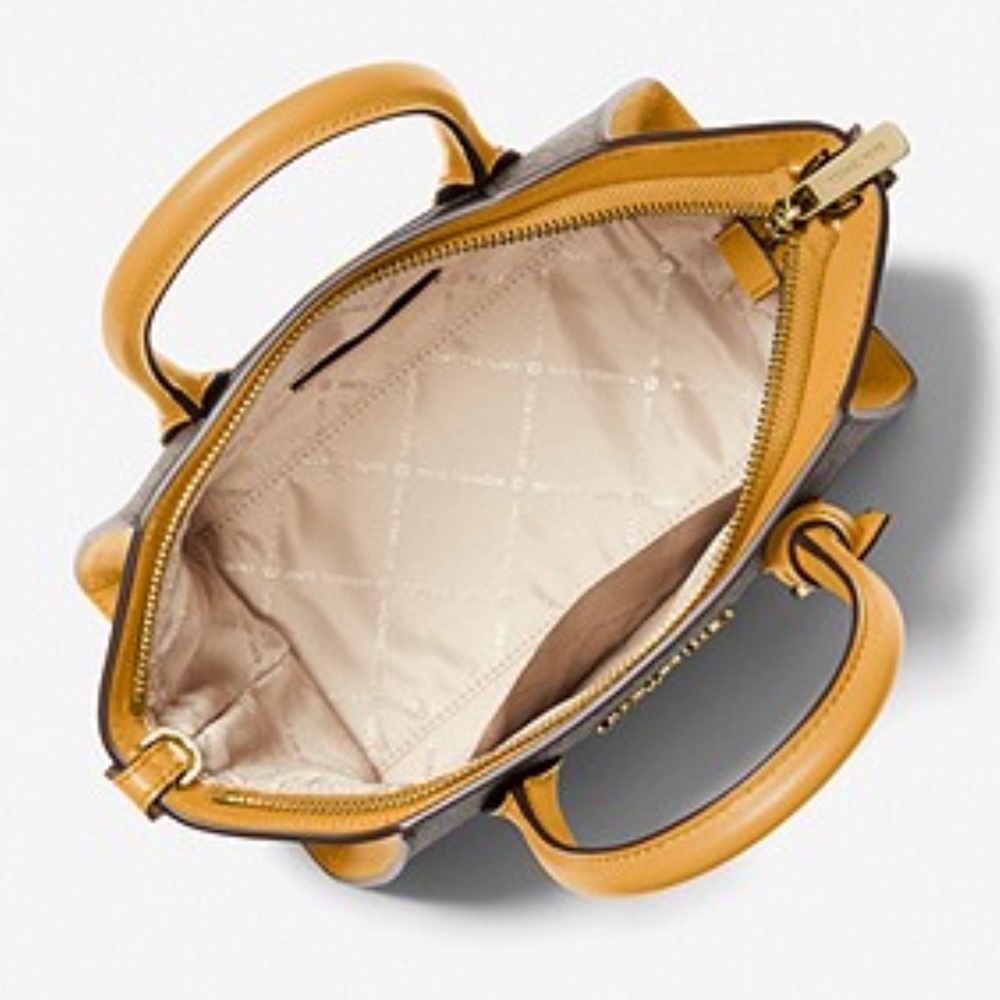 MICHAEL KORS
Avril Small Logo Top-Zip Satchel / Crossbody Marigold/ Brown Color - Picture 4 of 16
